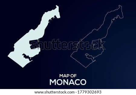 Monaco vector map silhouette isolated. Abstract design, High detailed silhouette illustration. Full Editable Monaco map vector file.Monaco geography.