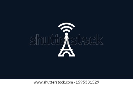 Minimalist line art Paris telecom logo. This logo icon incorporate with Eiffel tower and WiFi icon in the creative way.