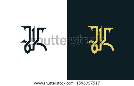 Minimalist luxury line art letter JK logo. This logo icon incorporate with two Arabic letter in the creative way. It will be suitable for Royalty and Islamic related brand or company.