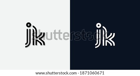 Modern Abstract Initial letter JK logo. This icon incorporate with two abstract typeface in the creative way.It will be suitable for which company or brand name start those initial.