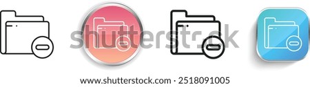 delete folder icon. Thin Linear, Regular and Button Style Design Isolated On White Background