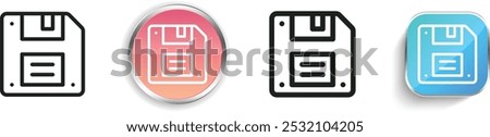 floppy disc icon. Thin Linear, Regular and Button Style Design Isolated On White Background