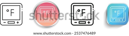 fahrenheit icon. Thin Linear, Regular and Button Style Design Isolated On White Background