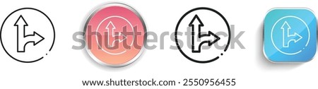 go straight or right icon. Thin Linear, Regular and Button Style Design Isolated On White Background