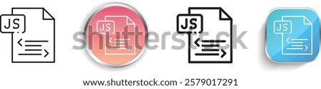 js icon. Thin Linear, Regular and Button Style Design Isolated On White Background