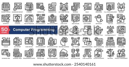  Computer Programming icon collection line style