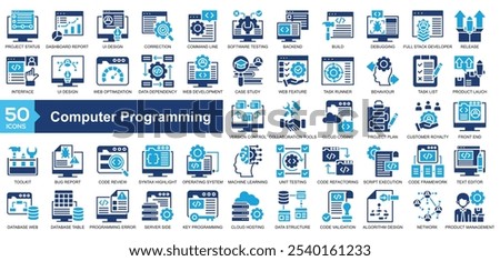 Computer Programming Icon Collection Glyph color Style