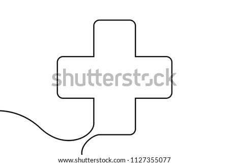 Creative vector Medical cross. One line style illustration