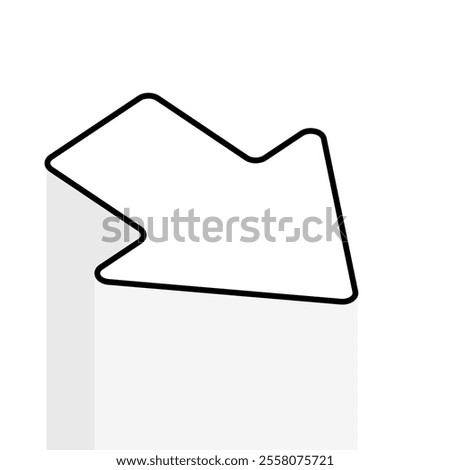 3D Black arrow Outline Right symbol on a plain white background.