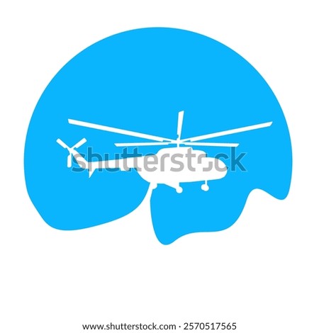 Flying helicopter isolated icon vector. isolated vector design with blue line art for aviation-in. Vector silhouette illustration of helicopter air transportation for logo.