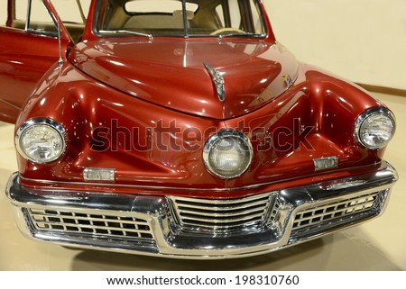 SAN MARCOS, TEXAS - APRIL 24: A 1948 Tucker Torpedo is on display at Dick\'s Classic Car Museum on April 24, 2014 in San Marcos, Texas.