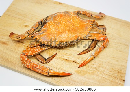 The blue crab which was boiled