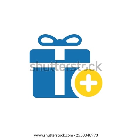 Add gift isolated icon, create new gift box vector flat design. Graphic elements for user interface pages, infographics, icons,etc