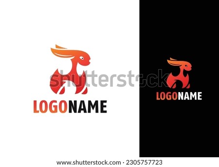 Fire Bunny Logo Design - Logo Design Template