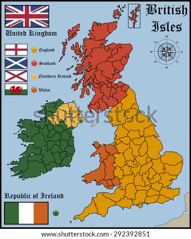 Map and Flags of British Isles Сток-фото © 