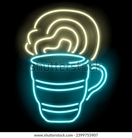 Neon Coffee and Tea Signs on Dark Background - Glowing Vector Illustration, Perfect for Modern Designs and Presentations - EPS10
Neon sign with cup of coffee or tea, vector, eps10, dark background