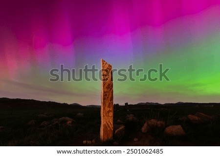Similar – Image, Stock Photo Night sky over erupting volcano in Spain