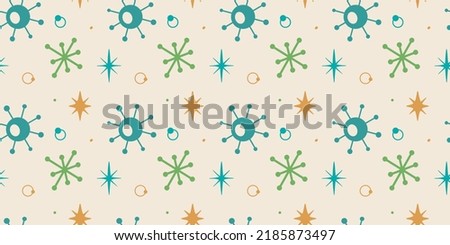 Atomic Age Retro futurism Abstract Seamless Pattern Vector Mid Century