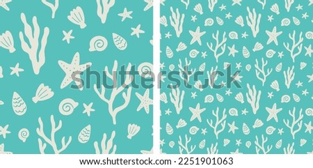 Ocean Marine Life Cute Blue Seamless Vector Pattern Underwater Nursery