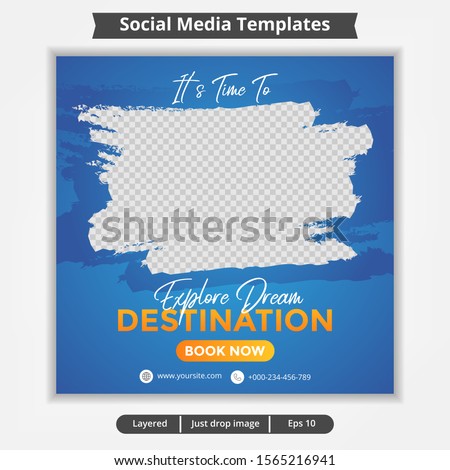 Abstract template post for social media ad, design for travel ads