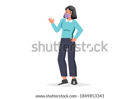 Essential gears for fighting against corona Lady wearing musk vector illustration isolated on white background