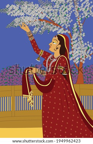 Indian Traditional Paintings- Miniature Painting of a woman