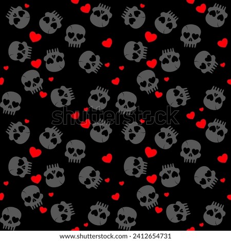 Love Valentine's skull Vectors. Skelton seamless pattern. Bone of death. Lovely concept pattern with star, eye heart and skull . Valentine's day of love.