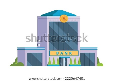 Bank Building Vector Illustration Flat Design.