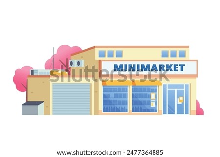 Vector illustration element of Convenience Store minimarket building, minimart and store building flat design style for city and background illustration