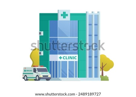 Vector illustration element of medical clinic building flat design style for city and background illustration