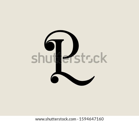 LP,PL l and p , p and L letter monogram logo,  black and white mock-up invitation or business card emblem, decorative sign Stock fotó © 
