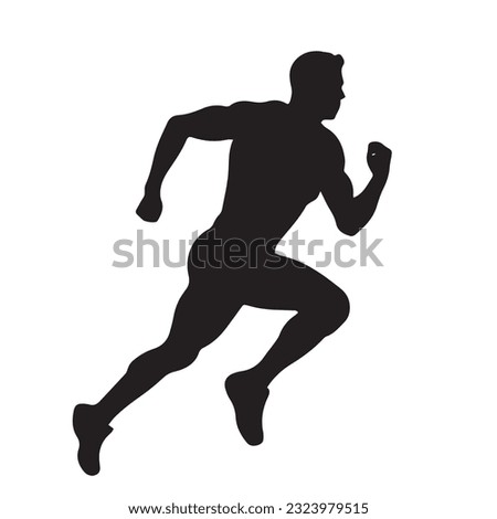 running figure black and white vector illustration 