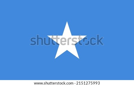 Somalia flag vector. the official coat of arms of the country with the right two colors, namely Blue Sky and Star White.