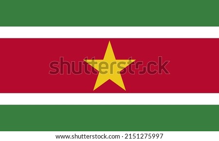 Suriname flag vector. the official coat of arms of the country with the right Three colors.