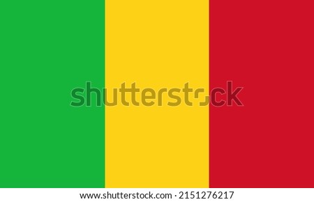 Mali flag vector. the official coat of arms of the country with the right Three colors, green, yellow, and red.
