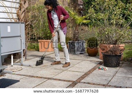 Similar – Image, Stock Photo broom on terrace, stone floor
