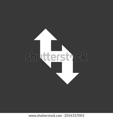 H letter logo design with double arrow different direction
