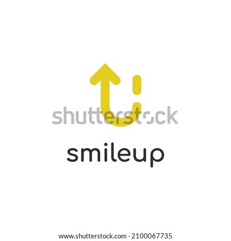 Letter U smile logo with arrow up