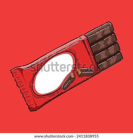 chocolate bar illustration vector design isolated in red background