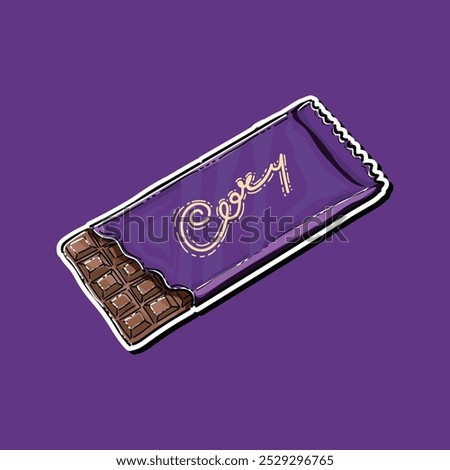 purple wrap milk chocolate vector illustration design sticker style isolated in a purple background