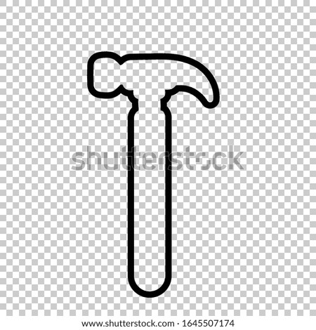 outline hammer icon vector on transparent background