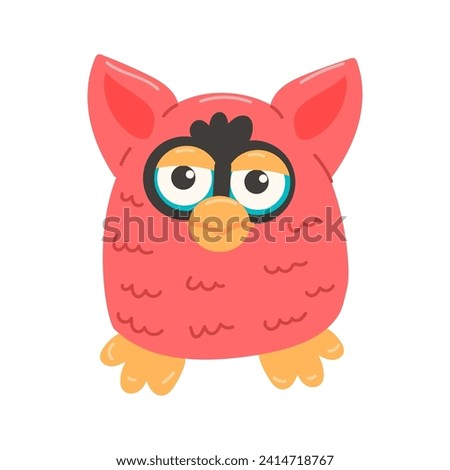 Furbie toy. An object from the 90s, 80s. Retro. Icon isolated on white background.