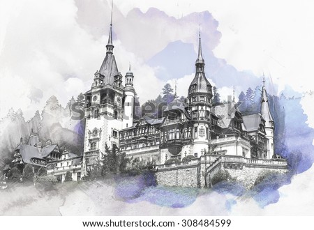 old castle drawing ez canvas