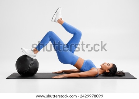 Similar – Image, Stock Photo Strong woman with med ball