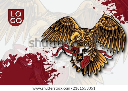 Pancasila day Poster Garuda bird Modern Art  animation Indonesia Day Template 