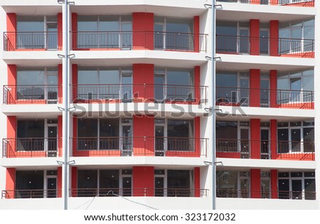 Burgas - August 18: A newly built building in nice bright colors with apartments for sale on August 18, 2015 Bourgas, Bulgaria