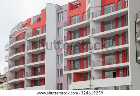 Burgas - August 21: A newly built building in nice bright colors with apartments for sale on August 21, 2015 Bourgas, Bulgaria