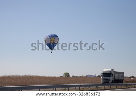 Photo from Trakia motorway, region Yambol - September 3:Balloon event in five years Lidl stores in the Bulgarian market and the first sod in the Terminal. Kabyle on September 3, 2015, Yambol, Bulgaria