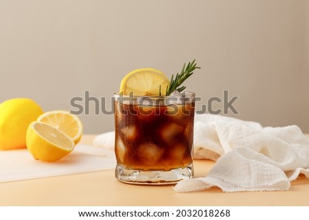 Similar – Image, Stock Photo Coffee cocktail with lemon in restaurant