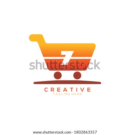 Number Seven Shopping Cart Orange Logo Icon